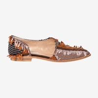【Greed Internationalグリードインターナショナル】 Asymmetrical vamp pumps Suede in Tweed