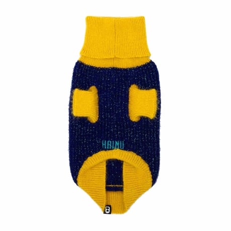 【HAINU ハイヌ】ANGORA×GLITTER SWEATER  (セーター）NAVY/YELLOW　XS/Sサイズ