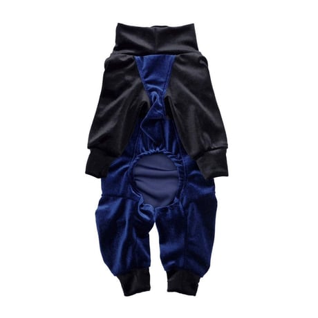 【PEGION/ペギオン】BICOLOR STRETCH VELOR ROMPERS (バイカラーストレッチベロアロンパース） red/navy