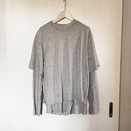【Bed&Breakfast】Yak Cotton Jersey Double Layer Crew-Neck Tee in Beige