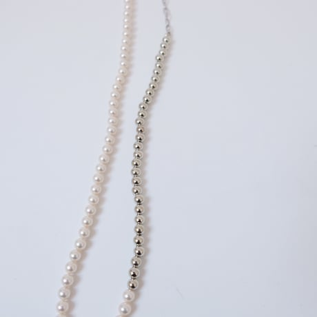 【Bijou R.I/ビジューアールアイ】Metallic Pearl Necklace
