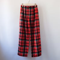 【Bed&Breakfast ベッド＆ブレイクファースト】 Wool Check Tuck Pants in Redmix