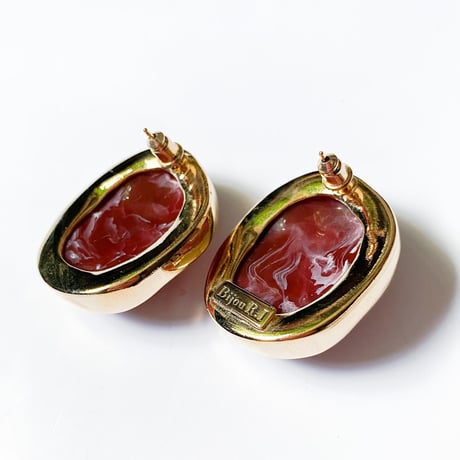 【Bijou R.I/ビジューアールアイ】Marble Stone pierce,earring (マーベルストーンピアス・ネックレス）green/brown