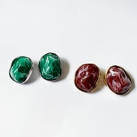 【Bijou R.I/ビジューアールアイ】Marble Stone pierce,earring (マーベルストーンピアス・ネックレス）green/brown