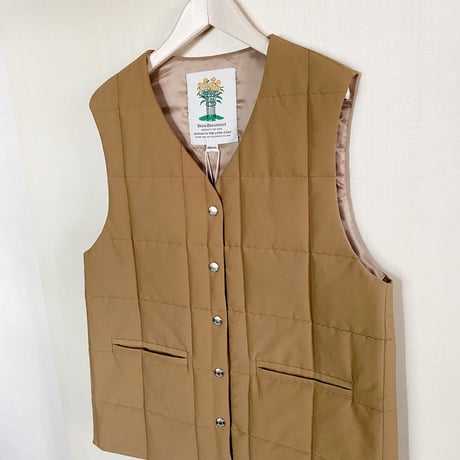 【Bed&Breakfast】Grosgrain Quilted Liner Vest in Brown