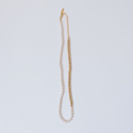 【Bijou R.I/ビジューアールアイ】Metallic Pearl Necklace