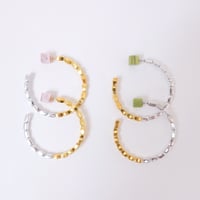 【Bijou R.I/ビジューアールアイ】Rectangle Beads Hoop Pierce