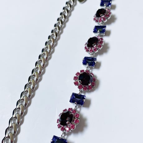 【Bijou R.I/ビジューアールアイ】Crystal Flower Chorker (クリスタルフラワーチョーカー）crystal/burgundy