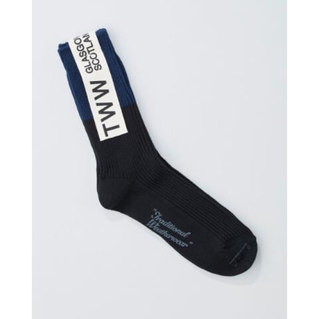 【Traditional Wetherwear/トラディッショナルウェザーウエア】BICOLOR SOCKS ブラック×ダークネイビー