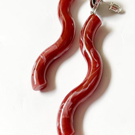 【Bijou R.I/ビジューアールアイ】Stone wave pierce/earring (ストーンウェーブピアス/イヤリング）black/greem/brown