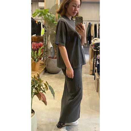 【Bed&Breakfast】Yak Cotton Jersey Double Layer Crew-Neck Tee in Gray