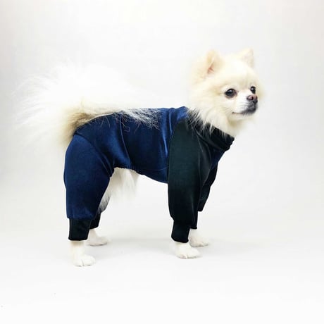 【PEGION/ペギオン】BICOLOR STRETCH VELOR ROMPERS (バイカラーストレッチベロアロンパース） red/navy