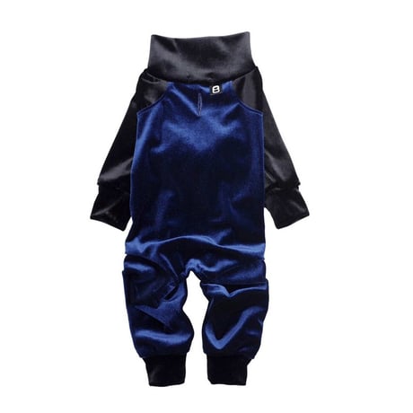 【PEGION/ペギオン】BICOLOR STRETCH VELOR ROMPERS (バイカラーストレッチベロアロンパース） red/navy