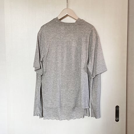 【Bed&Breakfast】Yak Cotton Jersey Double Layer Crew-Neck Tee in Beige