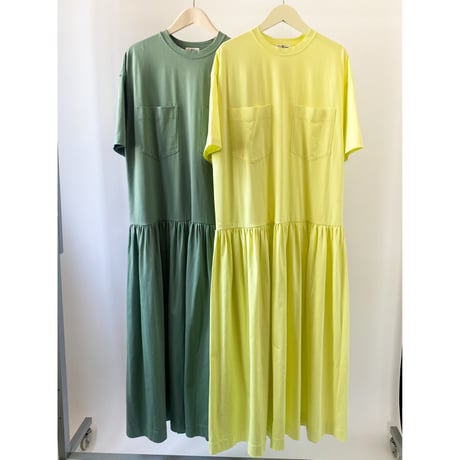 【quan別注】【Bed&Breakfast】Premium Cotton Dress in Lemon yellow/Olive
