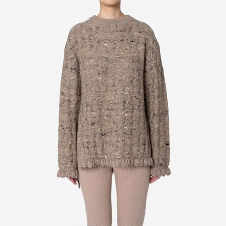 【Greed International グリードインターナショナル】Mix Seed Stitch Long Slit Sweater  (ロングスリットセーター)-brown