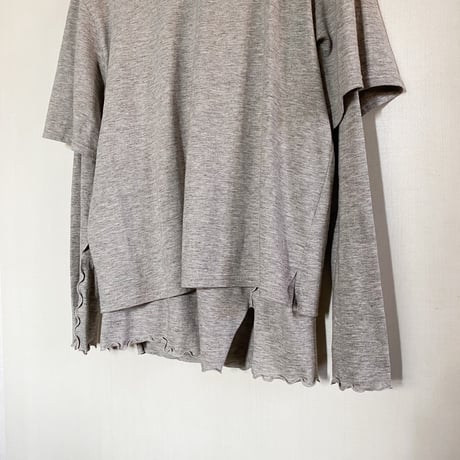 【Bed&Breakfast】Yak Cotton Jersey Double Layer Crew-Neck Tee in Beige