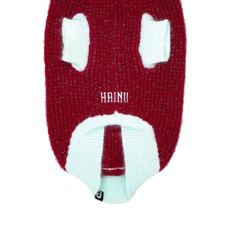 【HAINU ハイヌ】ANGORA×GLITTER SWEATER  (セーター）RED/MINT  M/Lサイズ