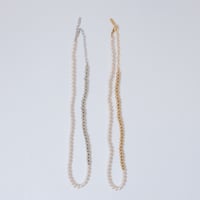 【Bijou R.I/ビジューアールアイ】Metallic Pearl Necklace