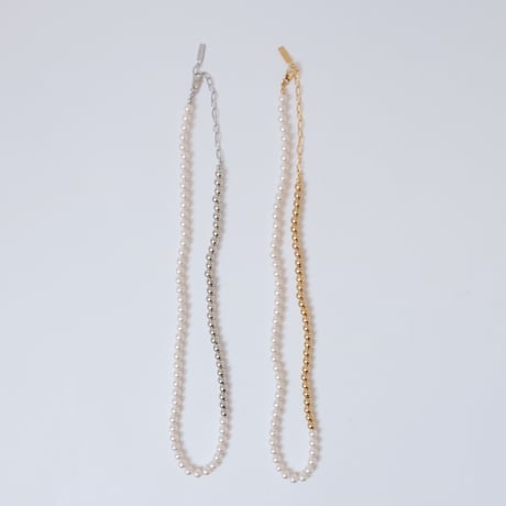 【Bijou R.I/ビジューアールアイ】Metallic Pearl Necklace