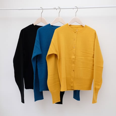 【mieyamieya ミエヤミエヤ】cashmere knit cardigan (カシミヤニットカーディガン）purple/beige/chacol/blue/yellow/black