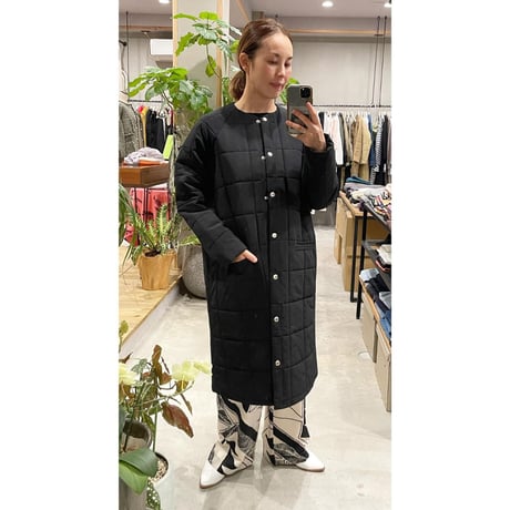 【Bed&Breakfast】Grosgrain Quilted Liner LongCoat in Black