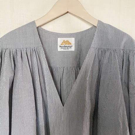 【quan別注カラー】【Bed&Breakfast ベッド＆ブレイクファースト】Cordlane Natural Sun-dried Wash Puff Blouse in BKmix