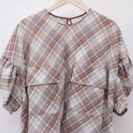 【Greed International グリードインターナショナル】Sienna Glow Check Puff Blouse