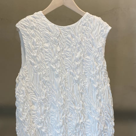 【Greed International グリードインターナショナル】Plum blossom Shirring embroidery Dress in White