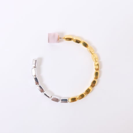 【Bijou R.I/ビジューアールアイ】Rectangle Beads Hoop Pierce