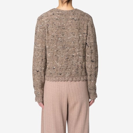 【Greed International グリードインターナショナル】Mix Seed StitchShort Slit Sweater  (ショートセーター)-brown