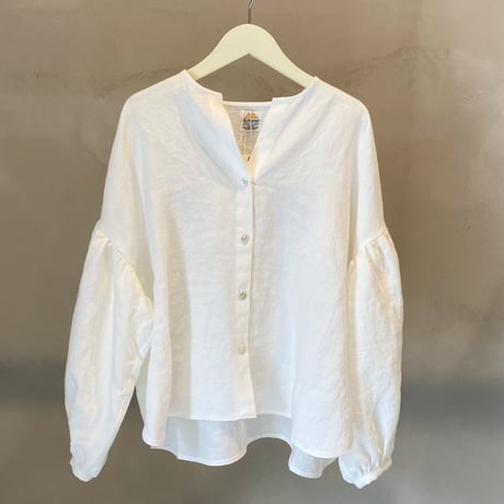 【Bed&Breakfast】Linen Dyed Canvas Blouse in Off White