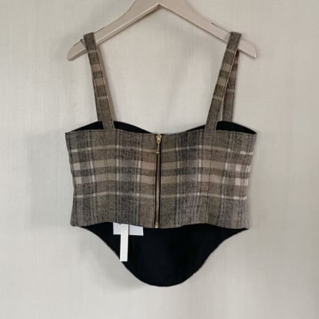 【Greed International グリードインターナショナル】Shaggy Check Corset in Brown mix