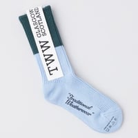 【Traditional Wetherwear/トラディッショナルウェザーウエア】BICOLOR SOCKS  ブルー×グリーン