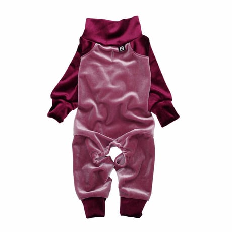 【PEGION/ペギオン】BICOLOR STRETCH VELOR ROMPERS (バイカラーストレッチベロアロンパース） red/navy