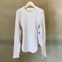 【Bed&Breakfast ベッド＆ブレイクファースト】Cotton Waffle Crew-neck in LtGray