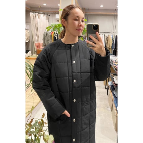 【Bed&Breakfast】Grosgrain Quilted Liner LongCoat in Black