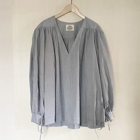 【quan別注カラー】【Bed&Breakfast ベッド＆ブレイクファースト】Cordlane Natural Sun-dried Wash Puff Blouse in BKmix
