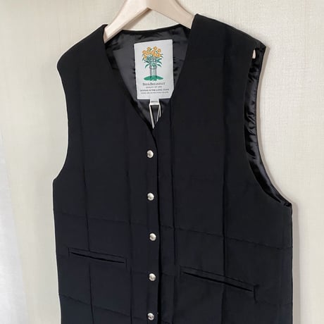 【Bed&Breakfast】Grosgrain Quilted Liner Vest in Black