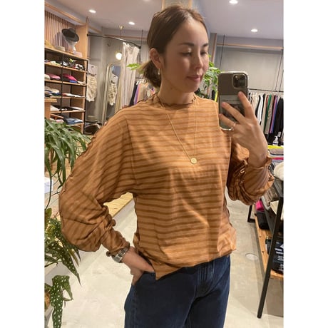 【Bed&Breakfast ベッド＆ブレイクファースト】Rencil Stripe Dolman Sleeve in Brown Mix