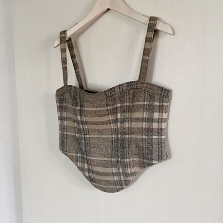 【Greed International グリードインターナショナル】Shaggy Check Corset in Brown mix