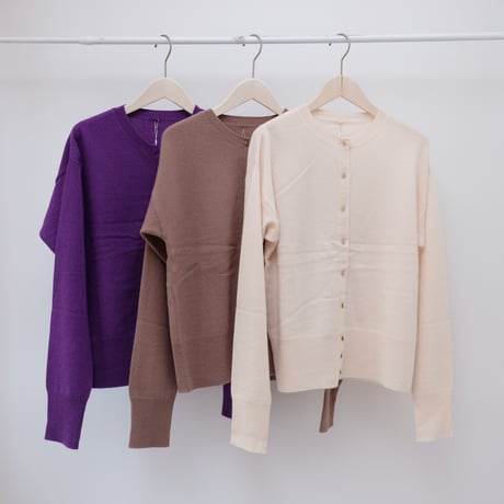 【mieyamieya ミエヤミエヤ】cashmere knit cardigan (カシミヤニットカーディガン）purple/beige/chacol/blue/yellow/black