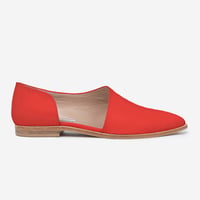 【Greed Internationalグリードインターナショナル】【quan別注カラー】 Asymmetrical vamp pumps Suede in Coral orange