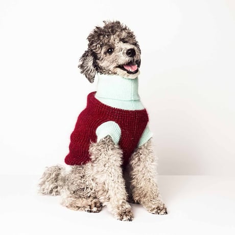 【HAINU ハイヌ】ANGORA×GLITTER SWEATER  (セーター）RED/MINT  M/Lサイズ