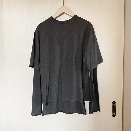 【Bed&Breakfast】Yak Cotton Jersey Double Layer Crew-Neck Tee in Gray
