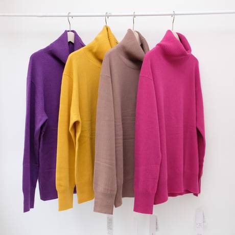【mieyamieya ミエヤミエヤ】cashmere knit turtle (カシミヤニットタートル）  pink/yellow/moka/purple/
