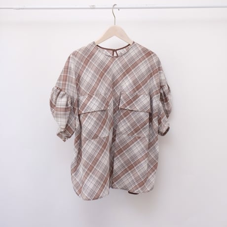 【Greed International グリードインターナショナル】Sienna Glow Check Puff Blouse
