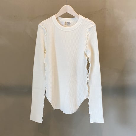 【Bed&Breakfast ベッド＆ブレイクファースト】Cotton Waffle Crew-neck in Off White