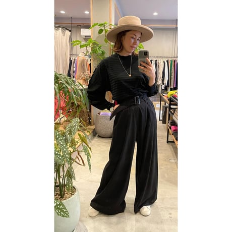 【Bed&Breakfast ベッド＆ブレイクファースト】Rencil Stripe Dolman Sleeve in Black Mix