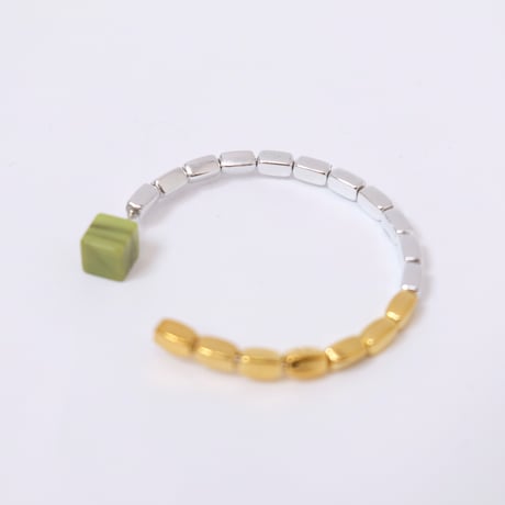 【Bijou R.I/ビジューアールアイ】Rectangle Beads Hoop Pierce